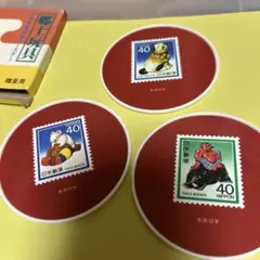 干支年賀切手コースター　郷土玩具