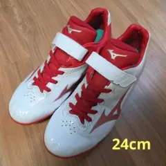 ポルテ　Mizuno トレーニングシューズ ホワイト/レッド　24cm