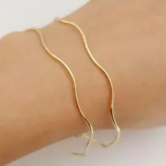 ウェーブ ツイストバングル ブレスレット ゴールド 14Kコーティング