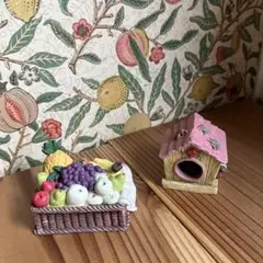 ミニチュア　フルーツカゴ　小鳥小屋のセット