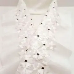 花柄刺繍 半襟 ホワイト