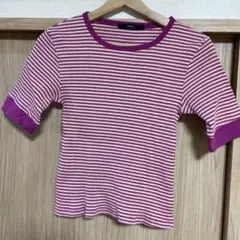 1回のみ着用　Kastane ピンクストライプ 半袖Tシャツ