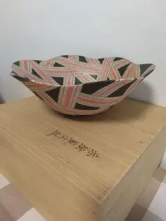 陶芸家 作家物 福野道隆 藍彩更紗文 盃 ぐい呑 猪口 共箱