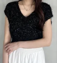 Heather シャギーラメニットベスト