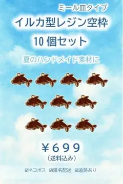 イルカ型（ミール皿タイプ）レジン空枠 10個セット