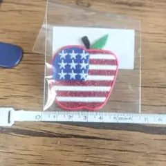 新品　アメリカ国旗デザイン　リンゴ　ワッペン　おしゃれ　オシャレ