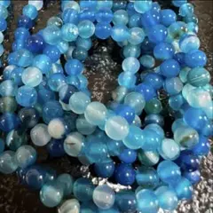 「C4173」ブルー縞瑪瑙(しまめのう) 6mm 1連 メノウ