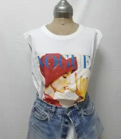 VOGUE　ヴィンテージプリント　ノースリーブTシャツ　レトロ　古着女子