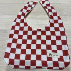 ハンドメイド 赤と白のチェック柄スタイ　管理6