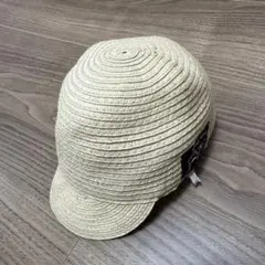 ベージュ ストライプ 麦わら帽子 Lサイズ