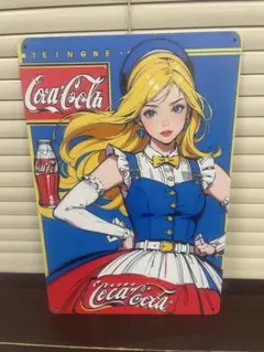 コカコーラ 青 アルミ看板 レトロ 新品 アンティーク