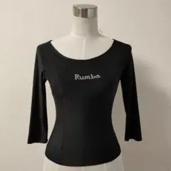 社交ダンス　Rumba のフィット感のある黒のトップス 　Sサイズ