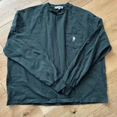us polo ポロ　カットソー　ロンT ワンポイント　無地　長袖　グリーン