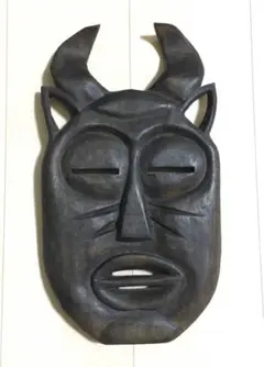 稀少珍品☆悪魔風 エスニック木彫り面 民芸 工芸品 ビンテージ