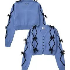 【HOOK】for　girls　リボン付きカーディガン　ショット丈 ショート丈