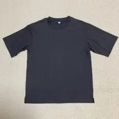 ジーユー GU Tシャツ カットソー 五分袖 ダークグレー