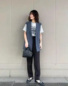 美品✨　デミルクスビームス　ロングジレ　ベスト　濃紺　日本製　サイズ36 Demi-Luxe BEAMS（デミルクス ビームス）ウール リバー