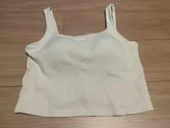 GU ホワイト リブタンクトップ Mサイズ