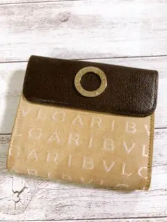 ブルガリ 折り財布 ロゴ入り ブラウン パープル