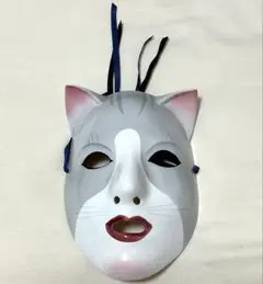 加藤工芸　hand painted 壁掛け猫のマスク　陶器