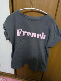 French プリント グレー Tシャツ ONE SIZE