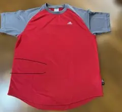 アディダス　adidas ラグランスリーブ Tシャツ 赤/グレー　M かっこいい