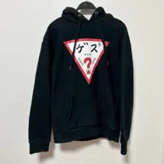 ゲス　GUESS プリントパーカー　フード付き　ブラック