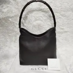 極美品✨グッチ バンブー ハンドバッグ カーフレザー ダークブラウン