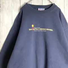 ヘインズ スウェット センターロゴ プリント ネイビー 古着