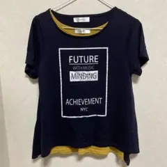 【お値下げ中】ネイビー/イエロー レイヤード Tシャツ Mサイズ