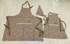 親子用　クマ刺繍　エプロンセット