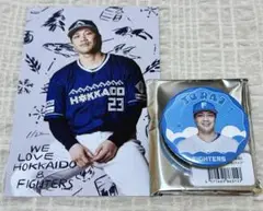 日本ハムファイターズ　伏見寅威選手 スタンド付きアクリル缶バッジ　ポストカード