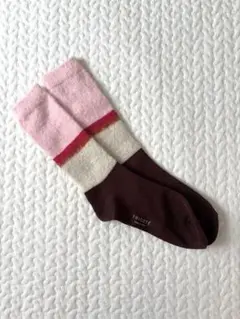 美品★TRICOTE ストライプソックス ピンク/ブラウン