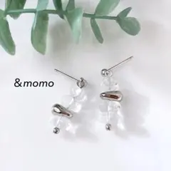 41 チェコガラスさざれ　シルバー　クリア　ハンドメイド　ピアス　イヤリング