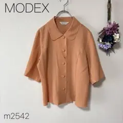 モデックス 5分袖シャツ ブラウス 薄手 オレンジ レトロ 春夏 東京ブラウス