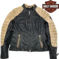 ツートンカラー◆HARLEY-DAVIDSON◆ライダースジャケット黒茶M208