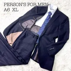 裏総柄　PERSON’S FOR MEN スーツ　セットアップ　ネイビー　A6