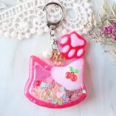 【送料込み】ピーチ クリームソーダ ねこ シェイカーキーホルダー シャカシャカ