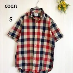 【コーエン】coen 半袖シャツ ネルシャツ チェック柄 S
