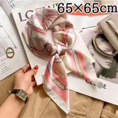 ② スカーフ 65×65cm レディース 正方形 シルク調 首元 ネッカチーフ