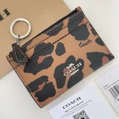 COACH コーチ コインケース ブラウン 豹柄 小銭入れ財布 レオパード