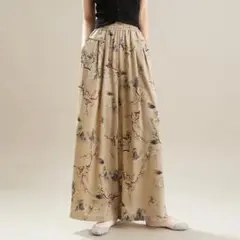 涼しい ワイドパンツ 夏にぴったり プリント カジュアル おしゃれ度高め
