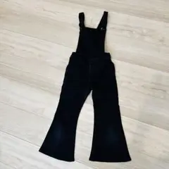 ブラックデニムフレアオーバーオール　キッズ　120 ブラック