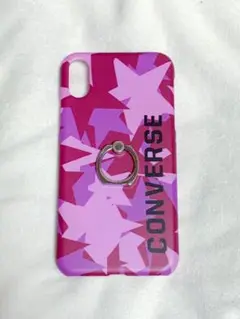 iPhoneXR スマホカバー　紫　converse