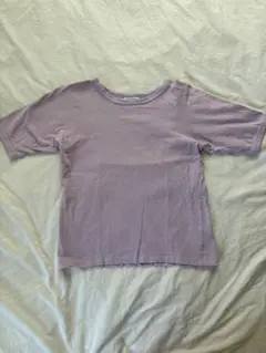 ビーアンドエム　Tシャツ　ボーダー　パステルむらさき　リンガー風Tシャツ