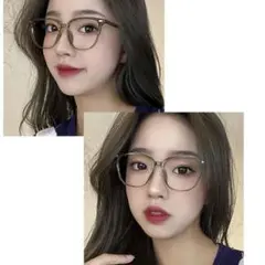 ★残りわずか★伊達メガネ　茶色　ウェリントン　ユニセックス　クリアレンズ　韓国