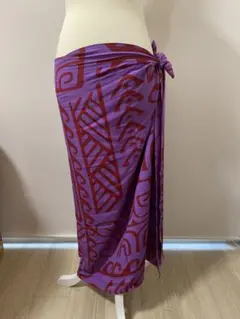 タヒチアンデザインパレオロング(パープル)訳あり