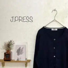 【J.PRESS】ジェイ・プレス◆カーディガン ニット シンプル 羽織りネイビー