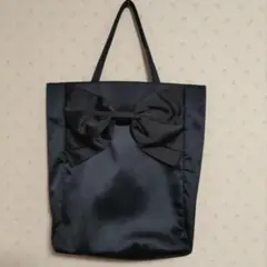エムズグレイシー黒リボン付ネイビートートバッグ