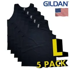 GILDAN　タンクトップ5枚セット　ブラック　黒 L　匿名配送　送料無料